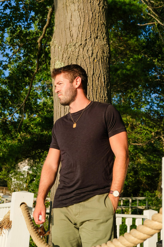 COTTON SLUB TEE - BLACK