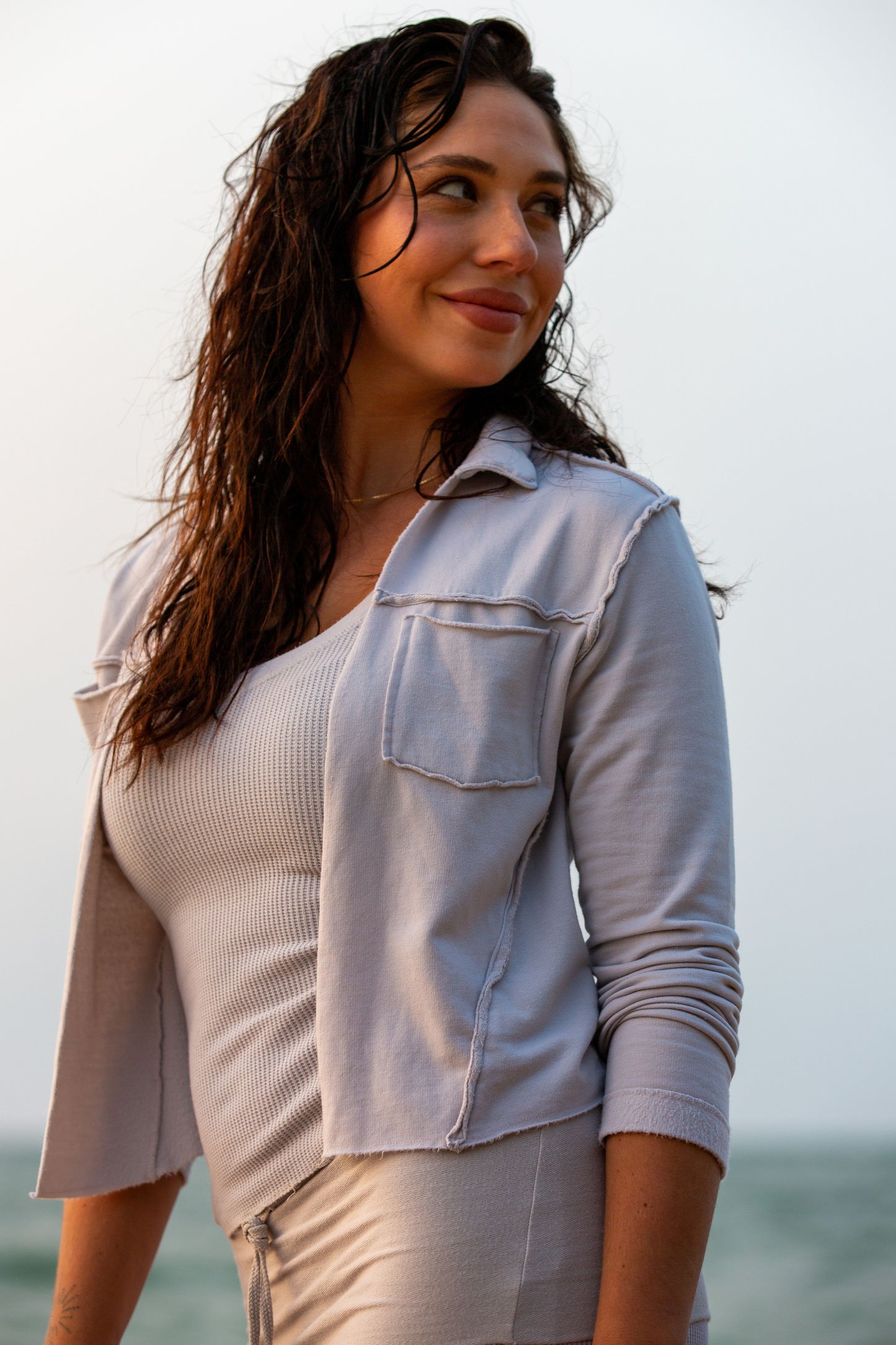 CROP FLEECE JACKET-ANTIQUE