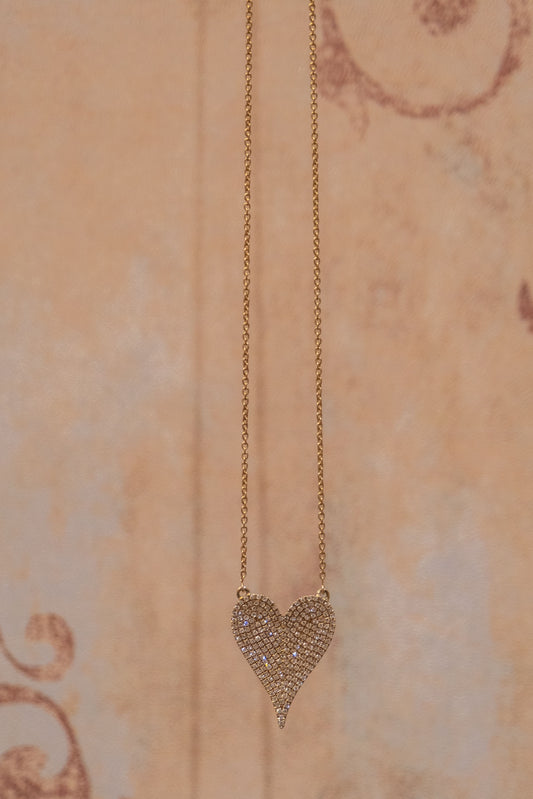 DIAMOND PAVE HEART NECKLACE - AS