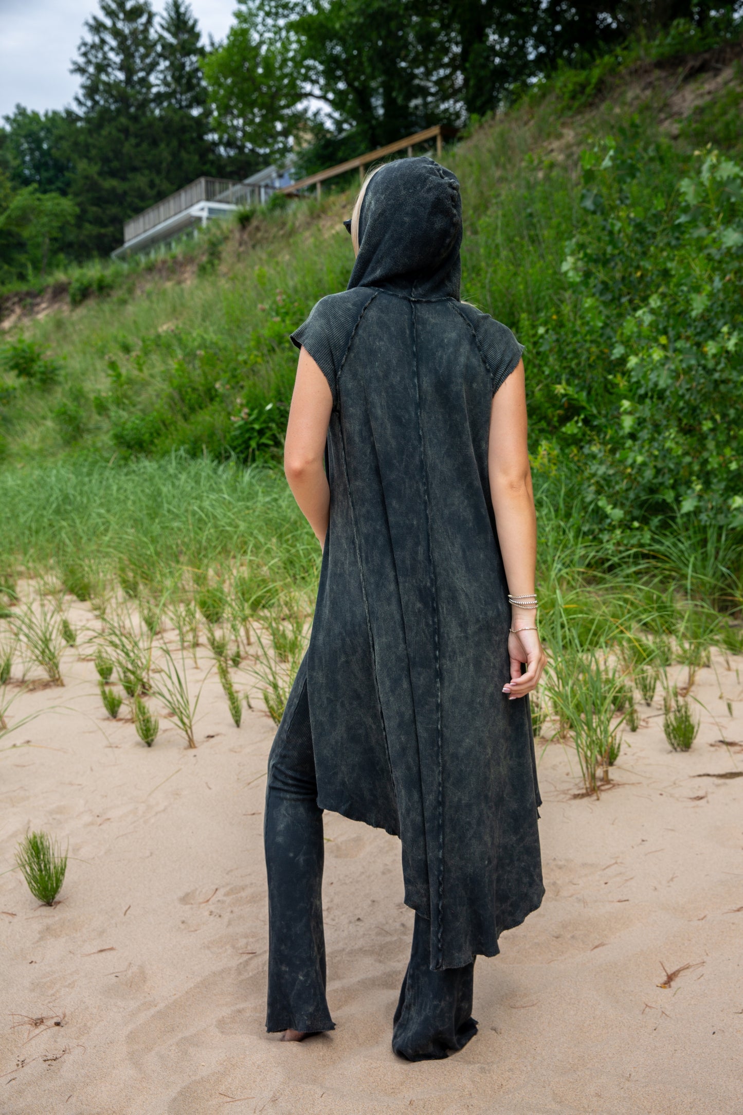 THERMAL CUT SLEEVE DUSTER-VINTAGE ARMY