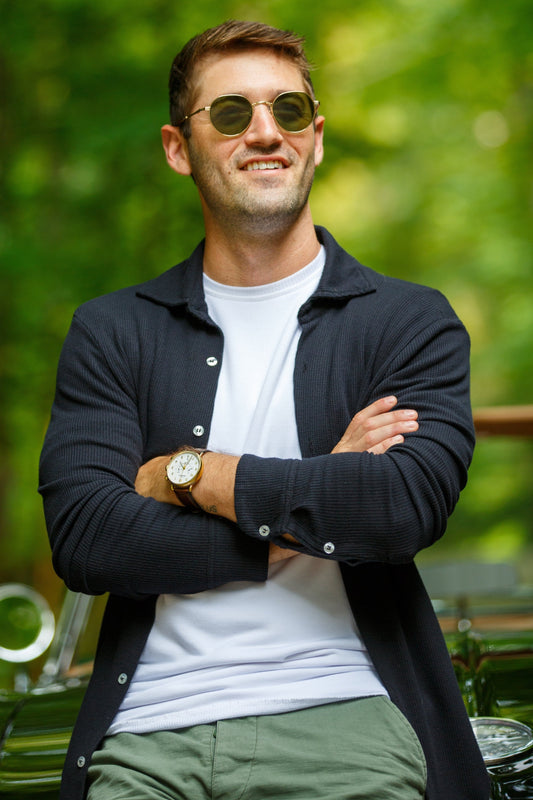 THERMAL BUTTON DOWN SHIRT - BLACK