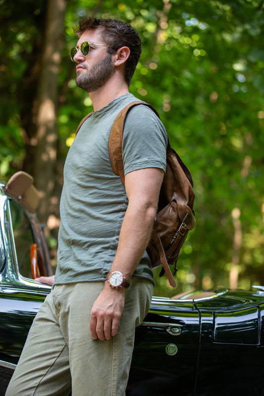 CAMPOMAGGI LEATHER MILITARY BACKPACK W/ HARDWARE