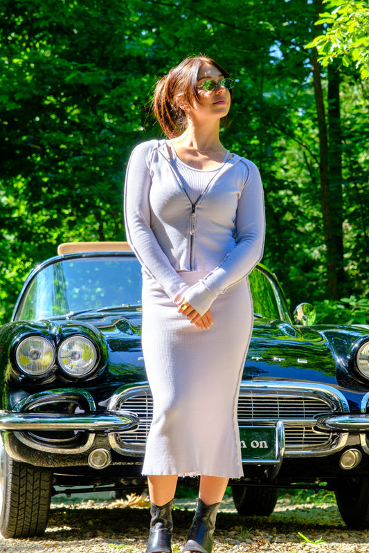 TEA LENGTH REVERSED SEAM SKIRT - ANTIQUE