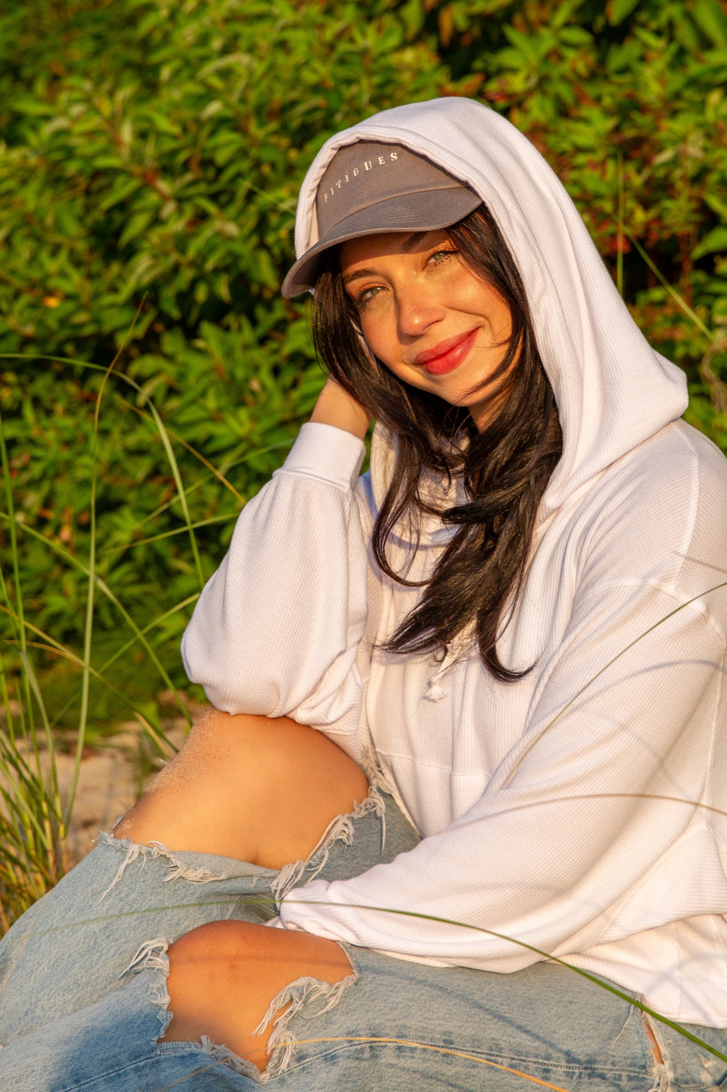 BOXY THERMAL HOODED SWEATSHIRT-WHITE