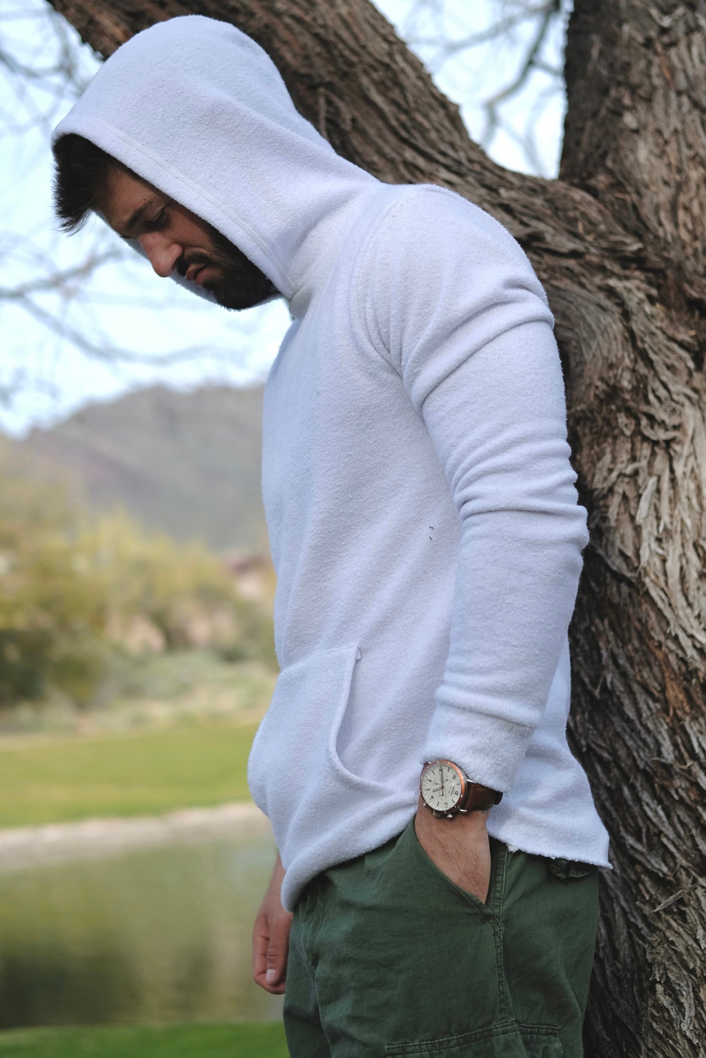 TRI-BLEND HOODED SWEATSHIRT - WHITE