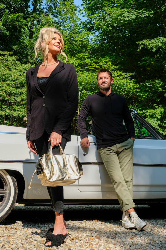 SEQUIN CROP TOP - BLACK