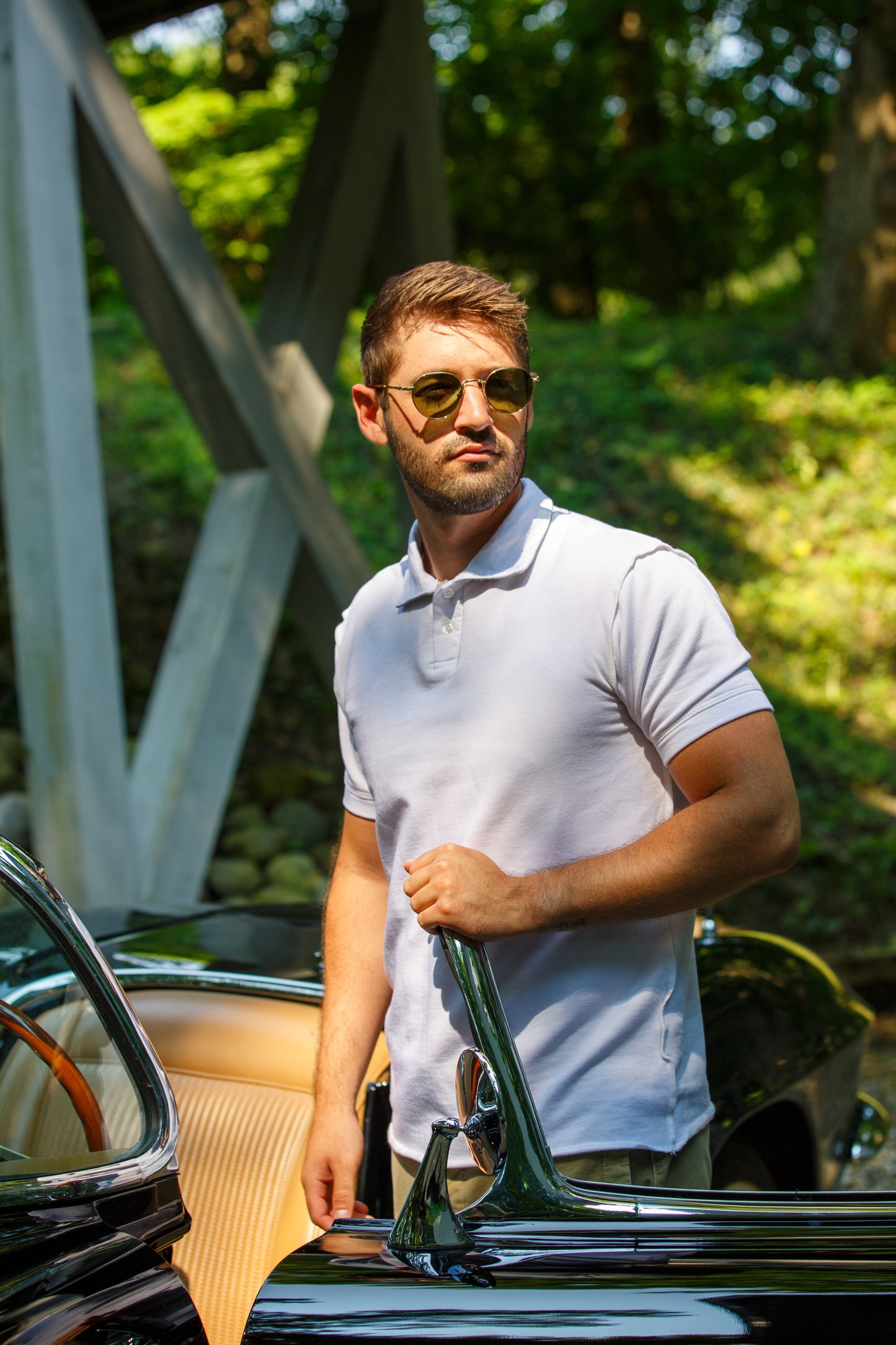 TENCEL FLEECE POLO-WHITE