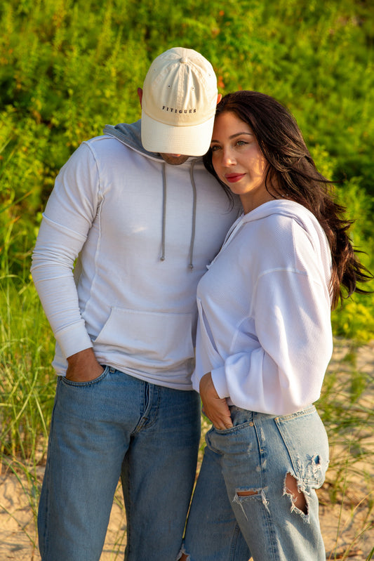 BOXY THERMAL HOODED SWEATSHIRT-WHITE