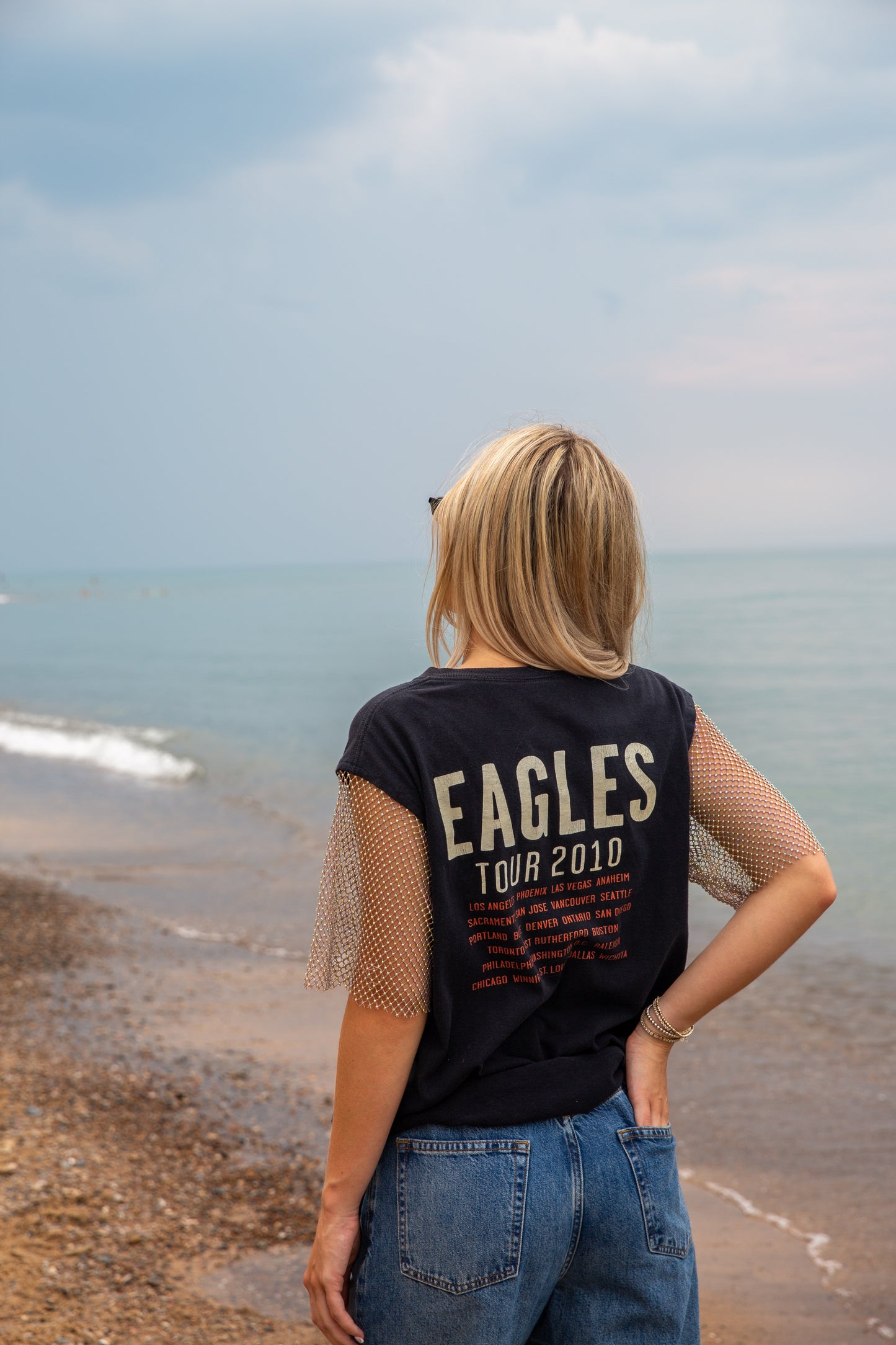 OPDNY CRYSTAL SLEEVE EAGLES TEE