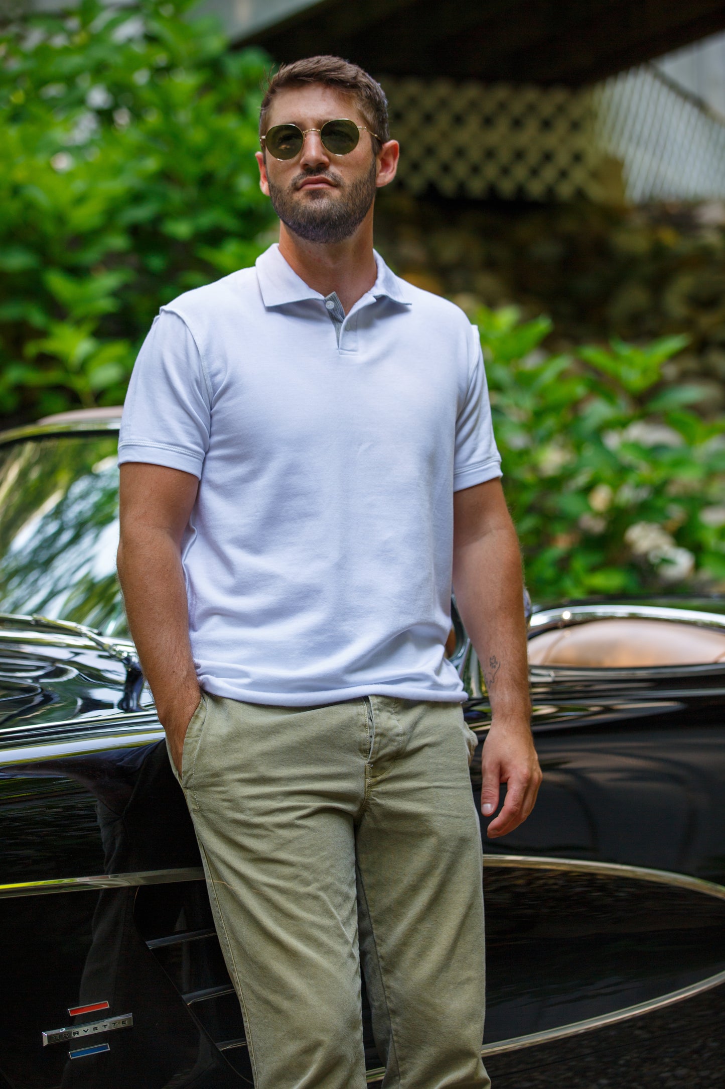 TENCEL FLEECE POLO-WHITE