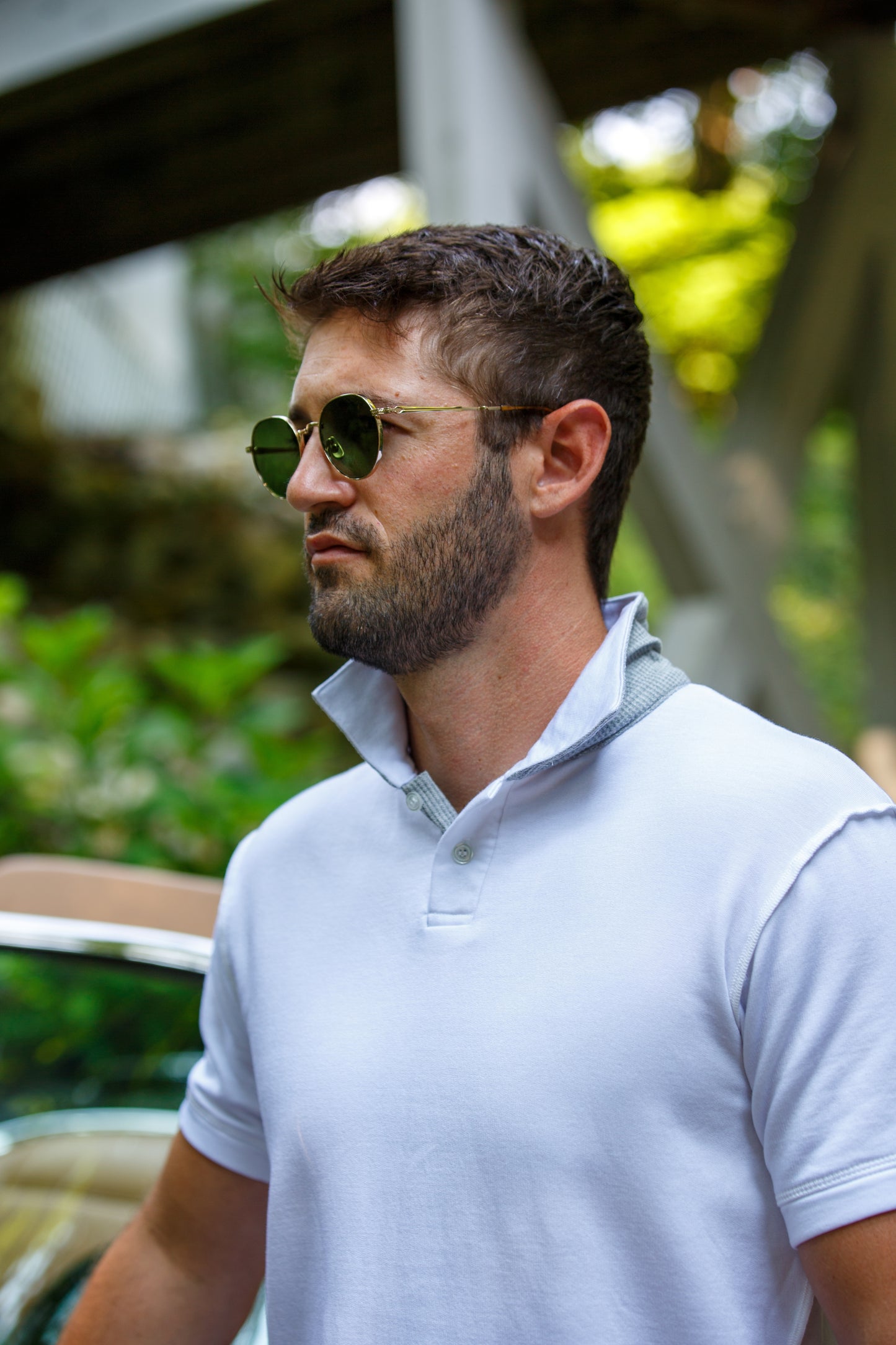 TENCEL FLEECE POLO-WHITE