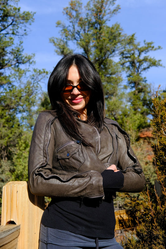 RONCARATI ITALIAN LEATHER JACKET - MILITARY