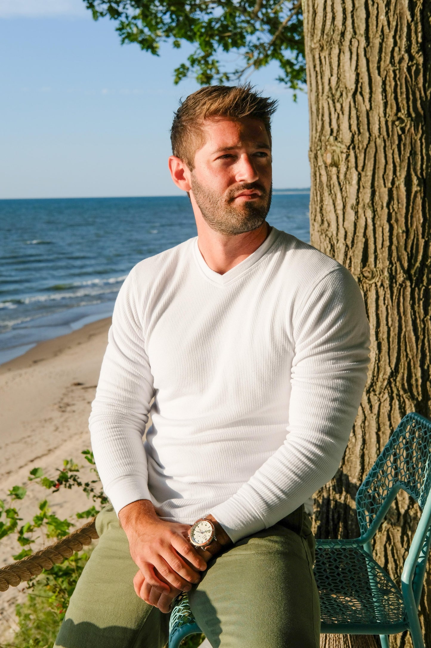 THERMAL V-NECK - WHITE