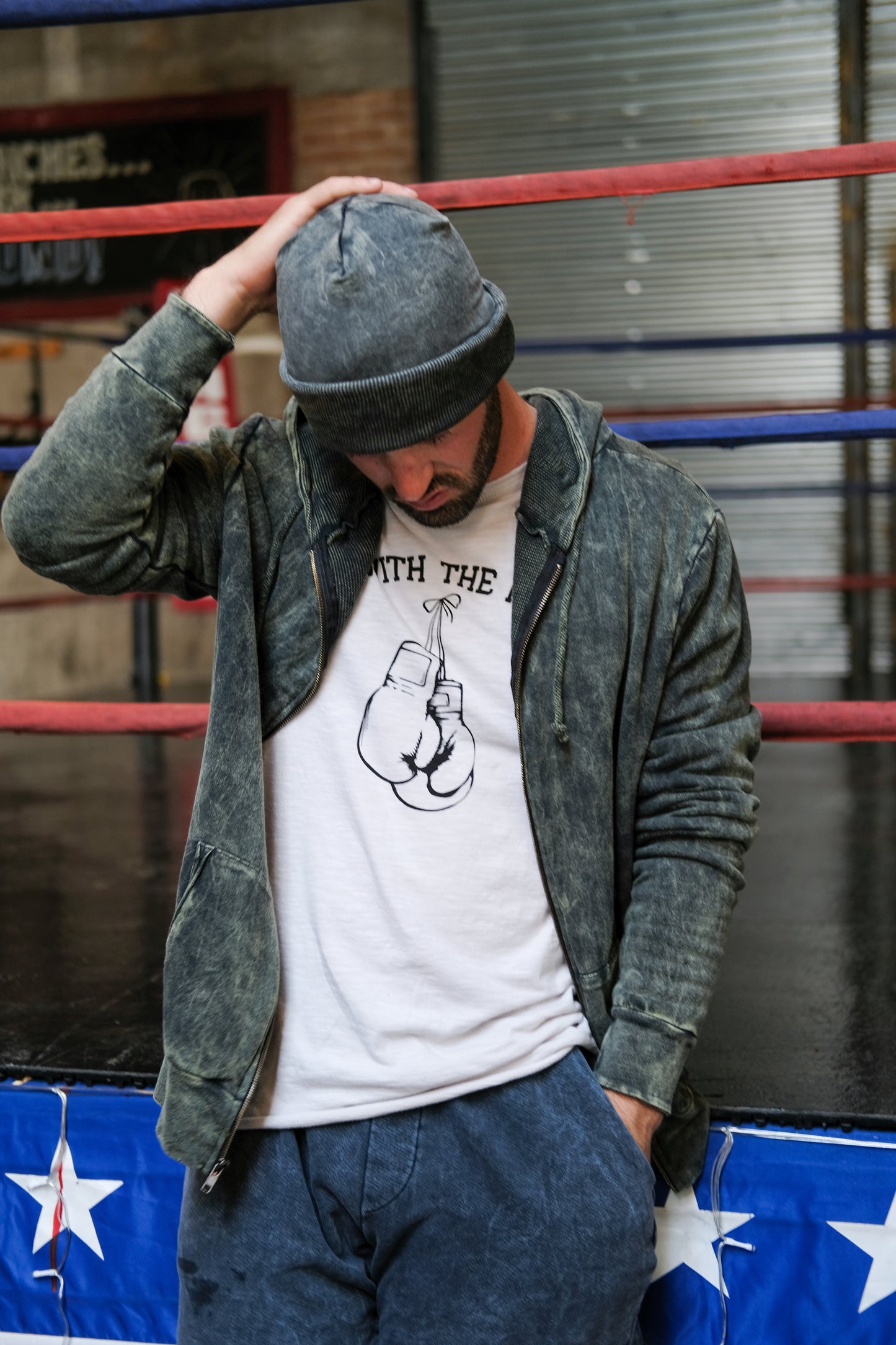 FULLY LINED ZIP HOODIE - VINTAGE ARMY