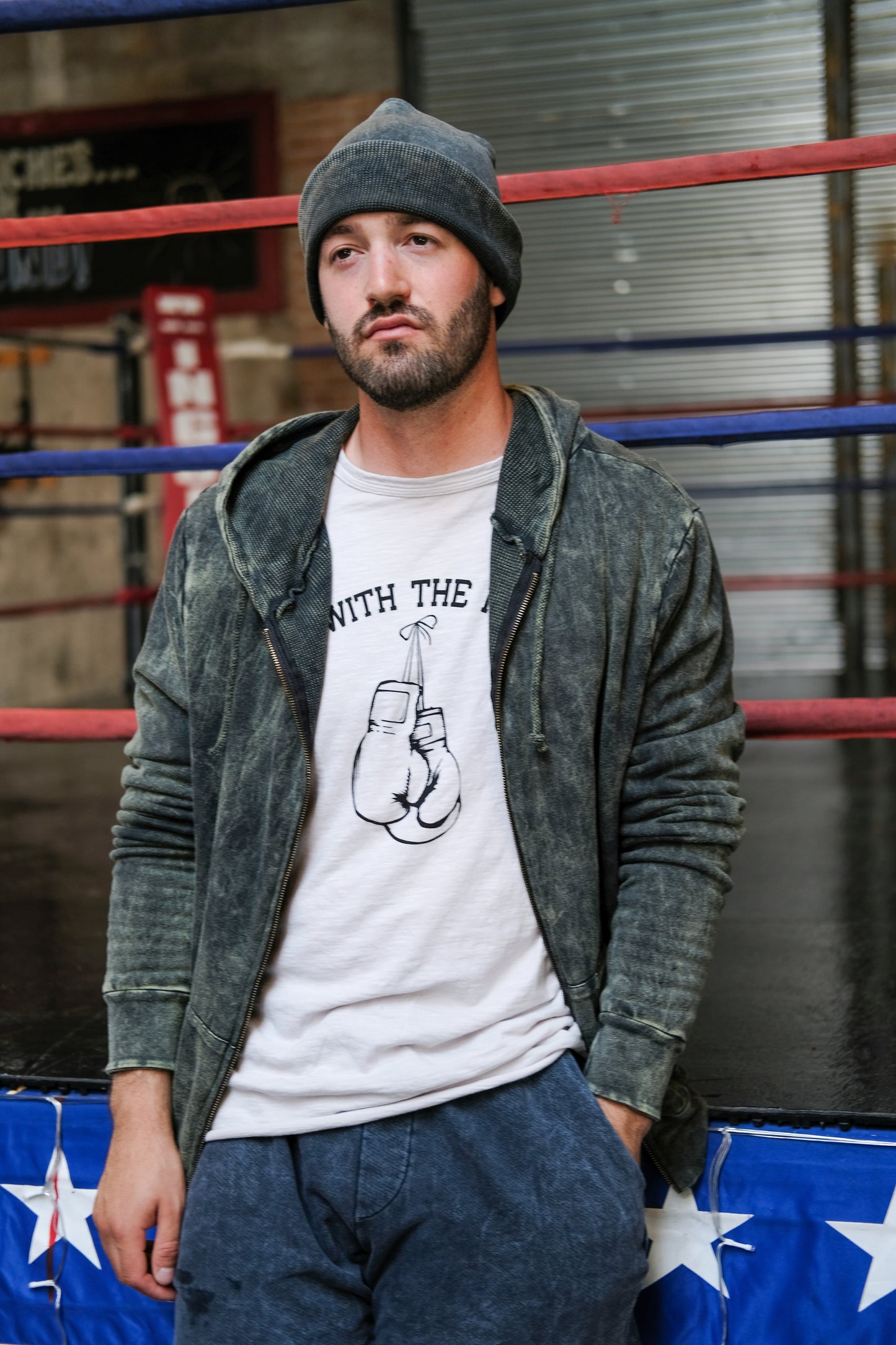 FULLY LINED ZIP HOODIE - VINTAGE ARMY