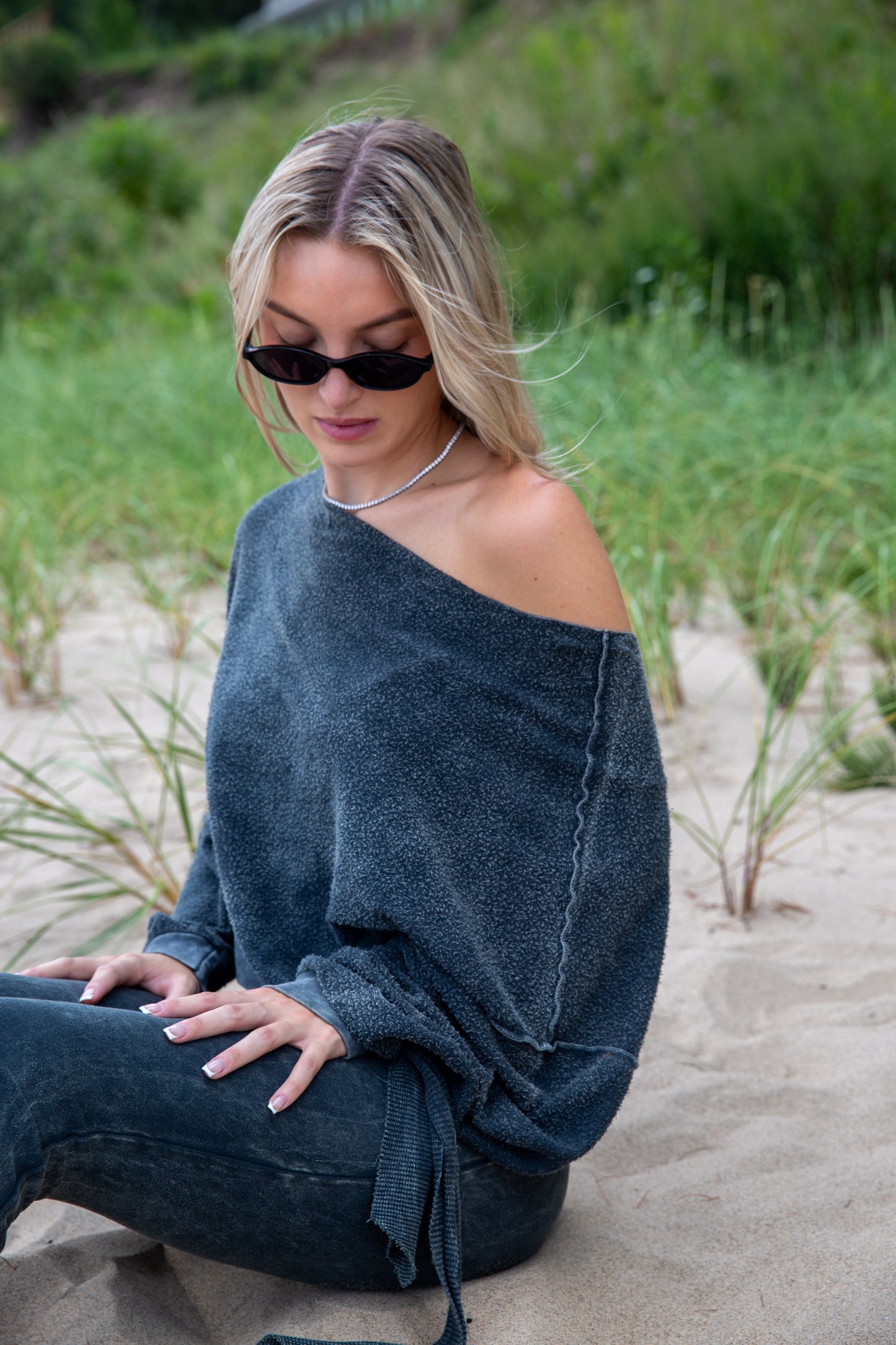REVERSE FLEECE SWEATSHIRT - VINTAGE ARMY