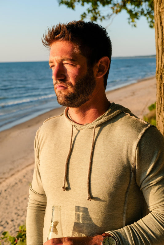 SWEATSHIRT W/ THERMAL LINED HOOD - HEATHER GREY