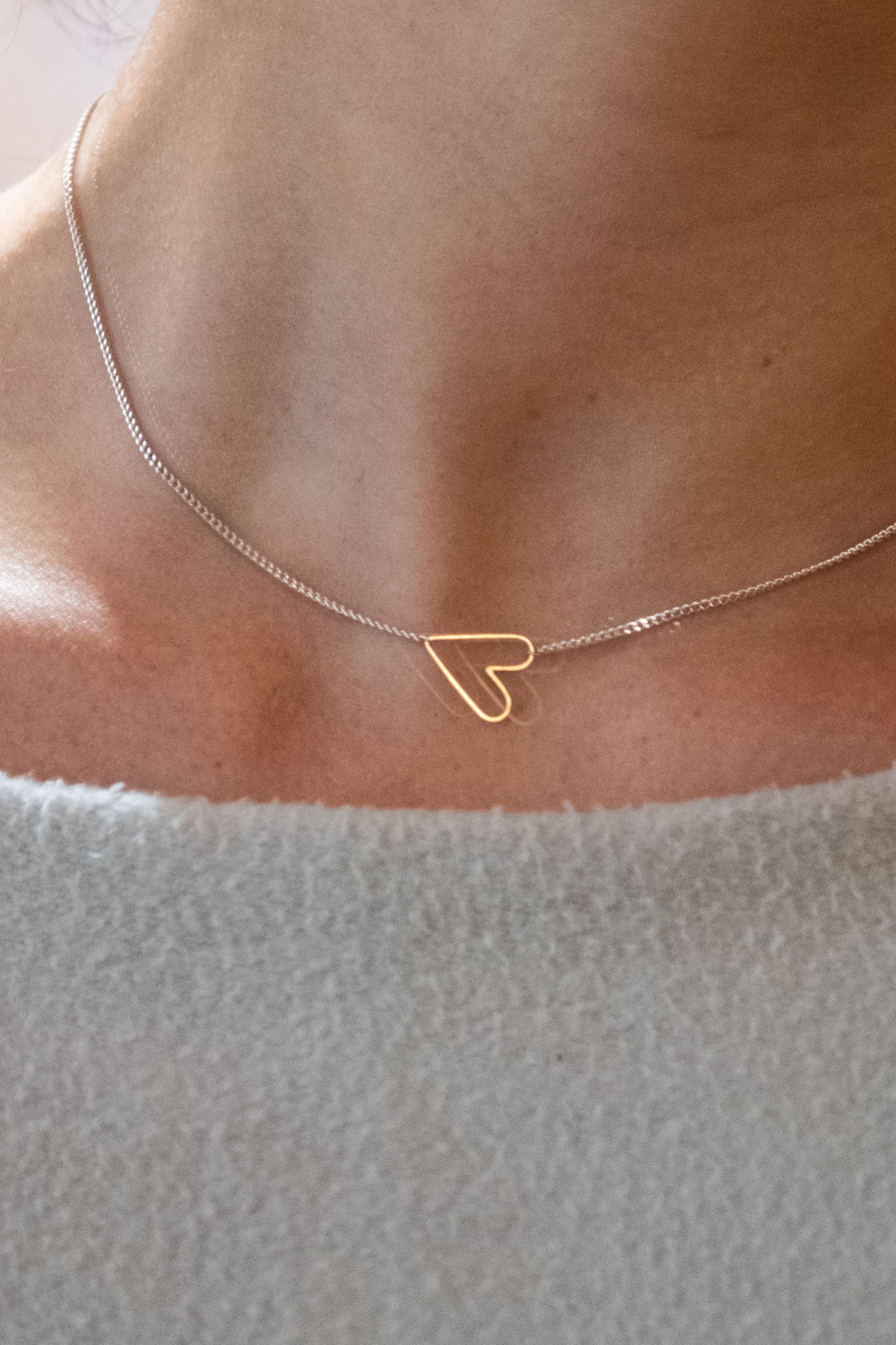 JH SS NECKLACE 14K LARGE HEART