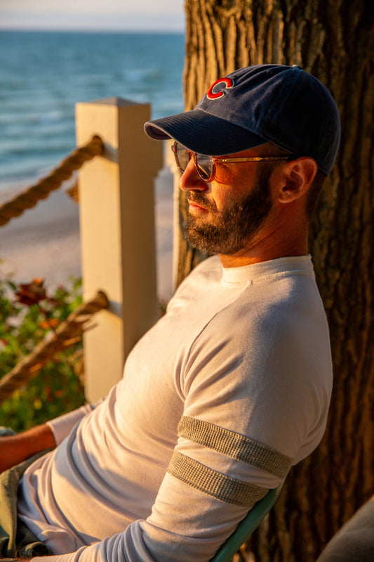 VARSITY SWEATSHIRT - WHITE/HEATHER GREY