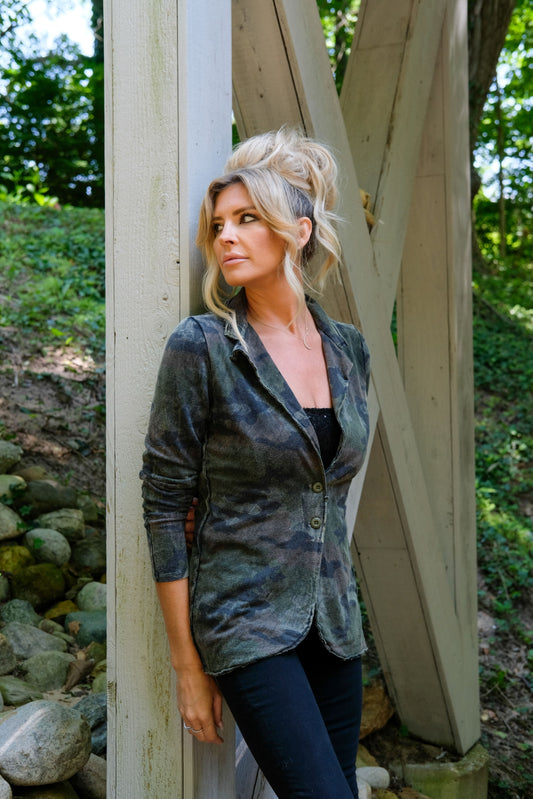 SWEATSHIRT BLAZER - VINTAGE ARMY CAMO