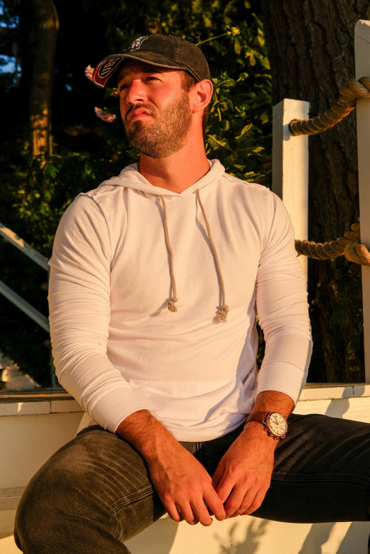 SWEATSHIRT W/ THERMAL HOOD - WHITE