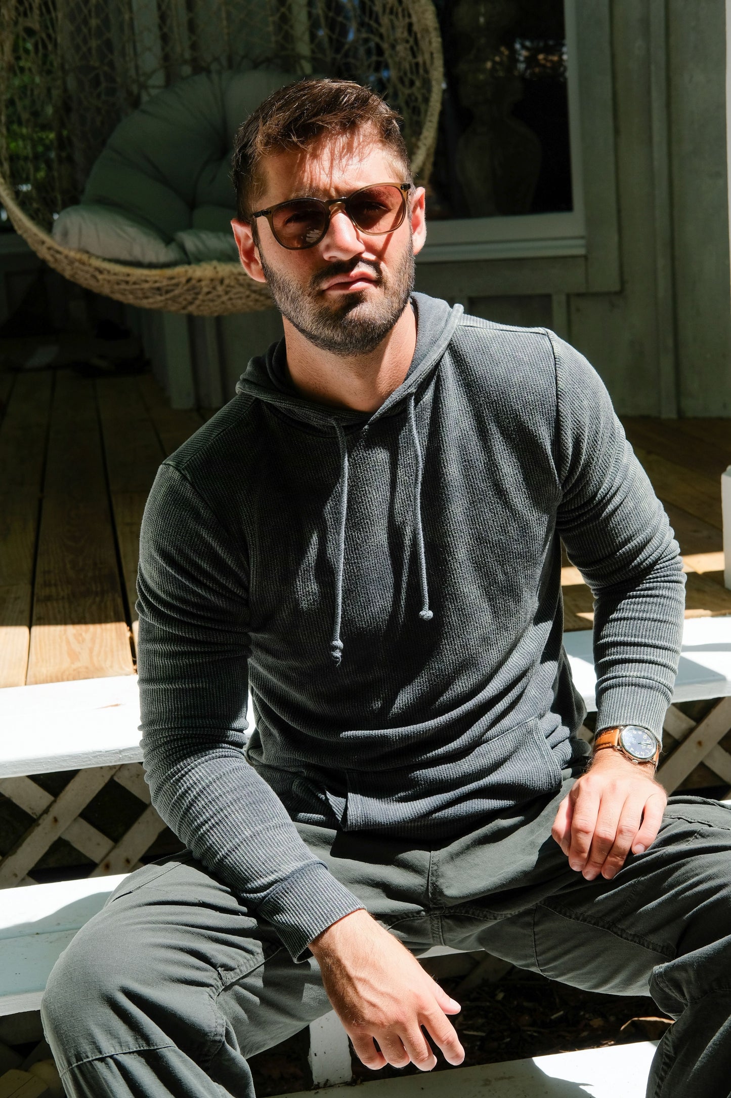 THERMAL DOUBLE LAYER HOODIE - VINTAGE ARMY