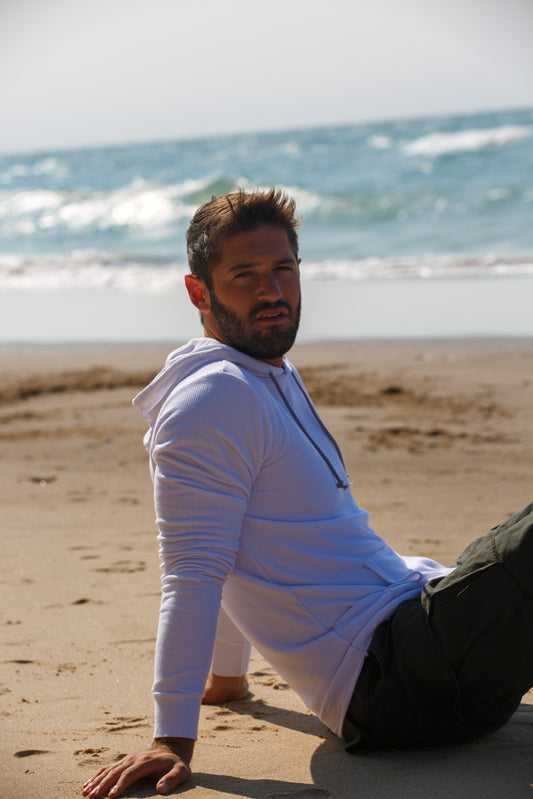 DOUBLE LAYER MODAL THERMAL HOODIE - WHITE