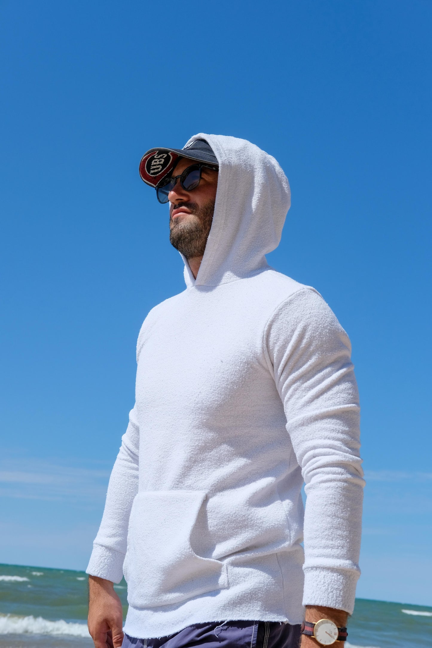 TRI-BLEND HOODED SWEATSHIRT - WHITE