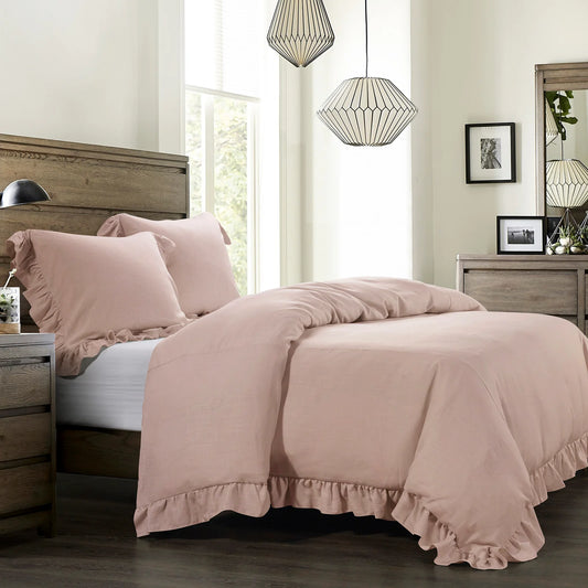 LILY WASHED LINEN RUFFLED DUVET KING