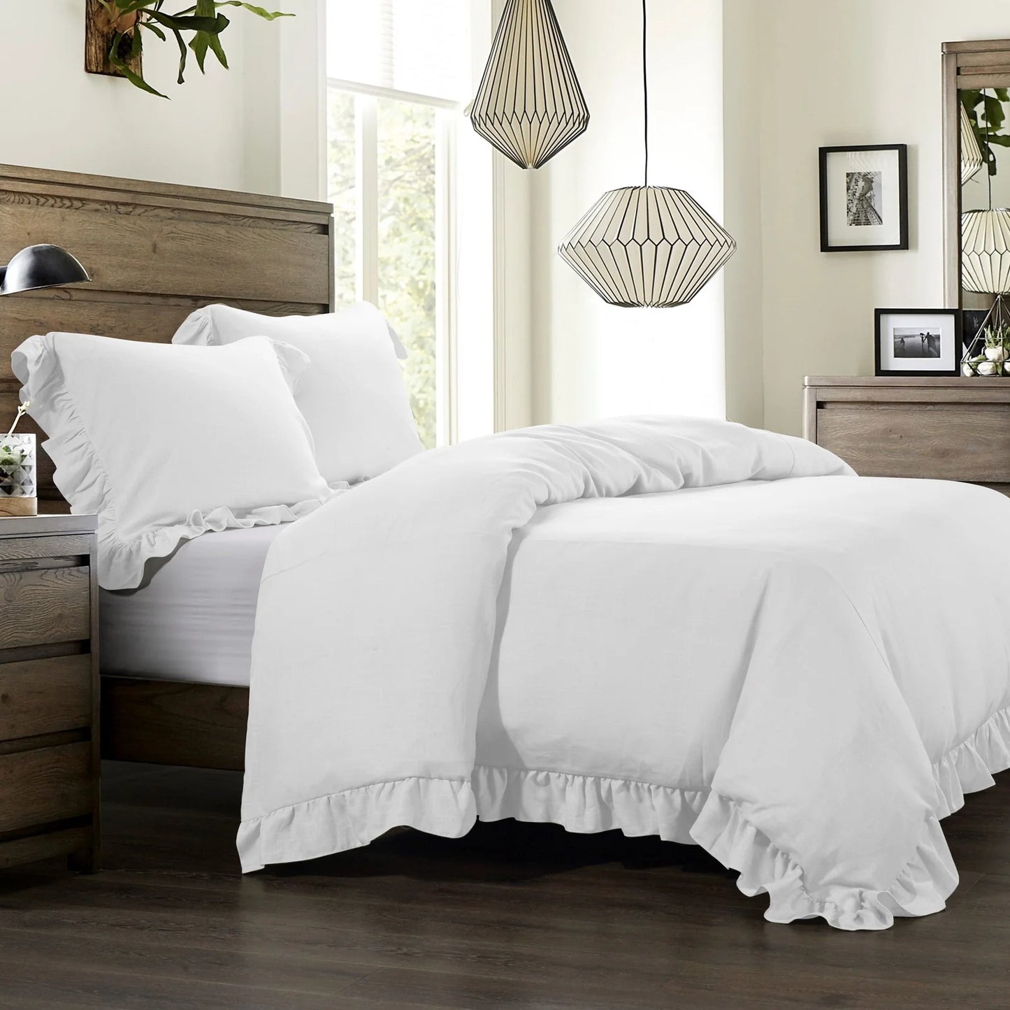 LILY WASHED LINEN RUFFLED DUVET KING