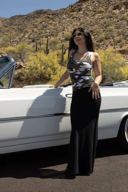CAMO RIB V-NECK TANK-WHITE CAMO