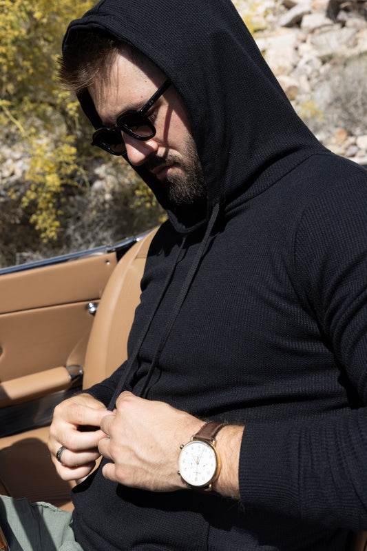 DOUBLE LAYER THERMAL HOODIE - BLACK