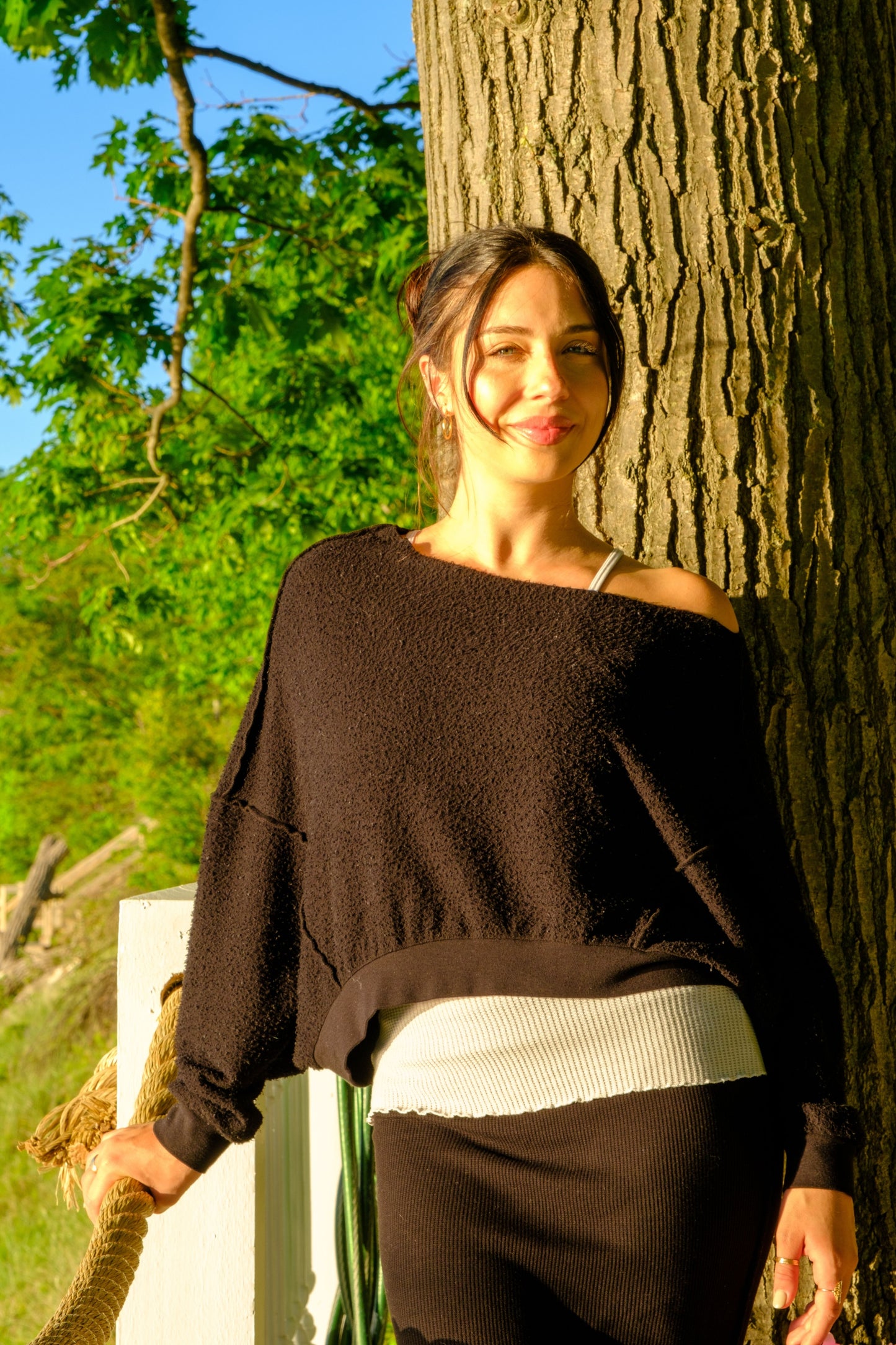 REVERSE FLEECE SWEATSHIRT - BLACK
