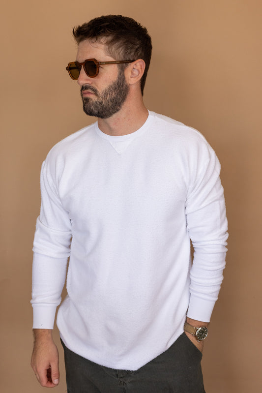REVERSE FLEECE SWEATSHIRT - WHITE
