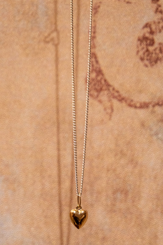 JH SS NECKLACE GOLD PUFFED HEART