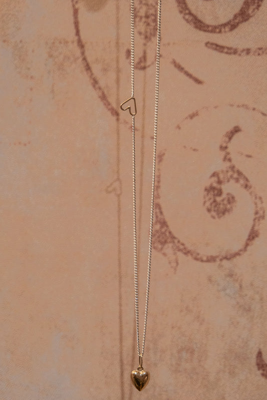 JH SS NECKLACE GOLD PUFFED HEART