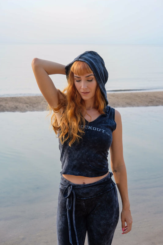 HOODED KNOCKOUT TANK - VINTAGE BLACK