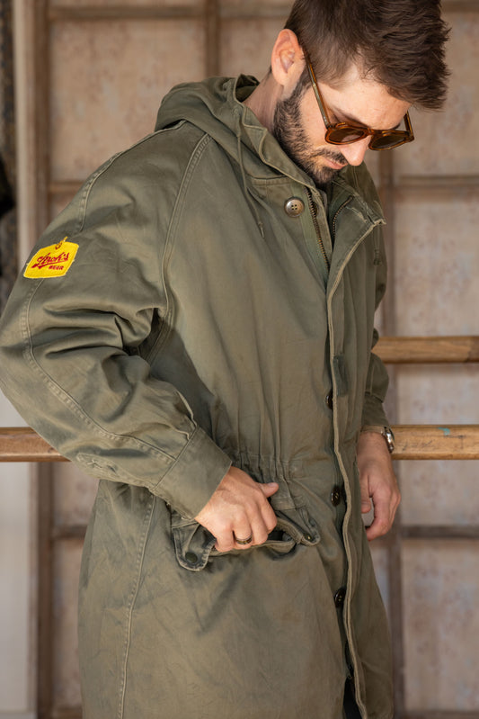 VINTAGE FRENCH LINED HOODED PARKA-ARMY