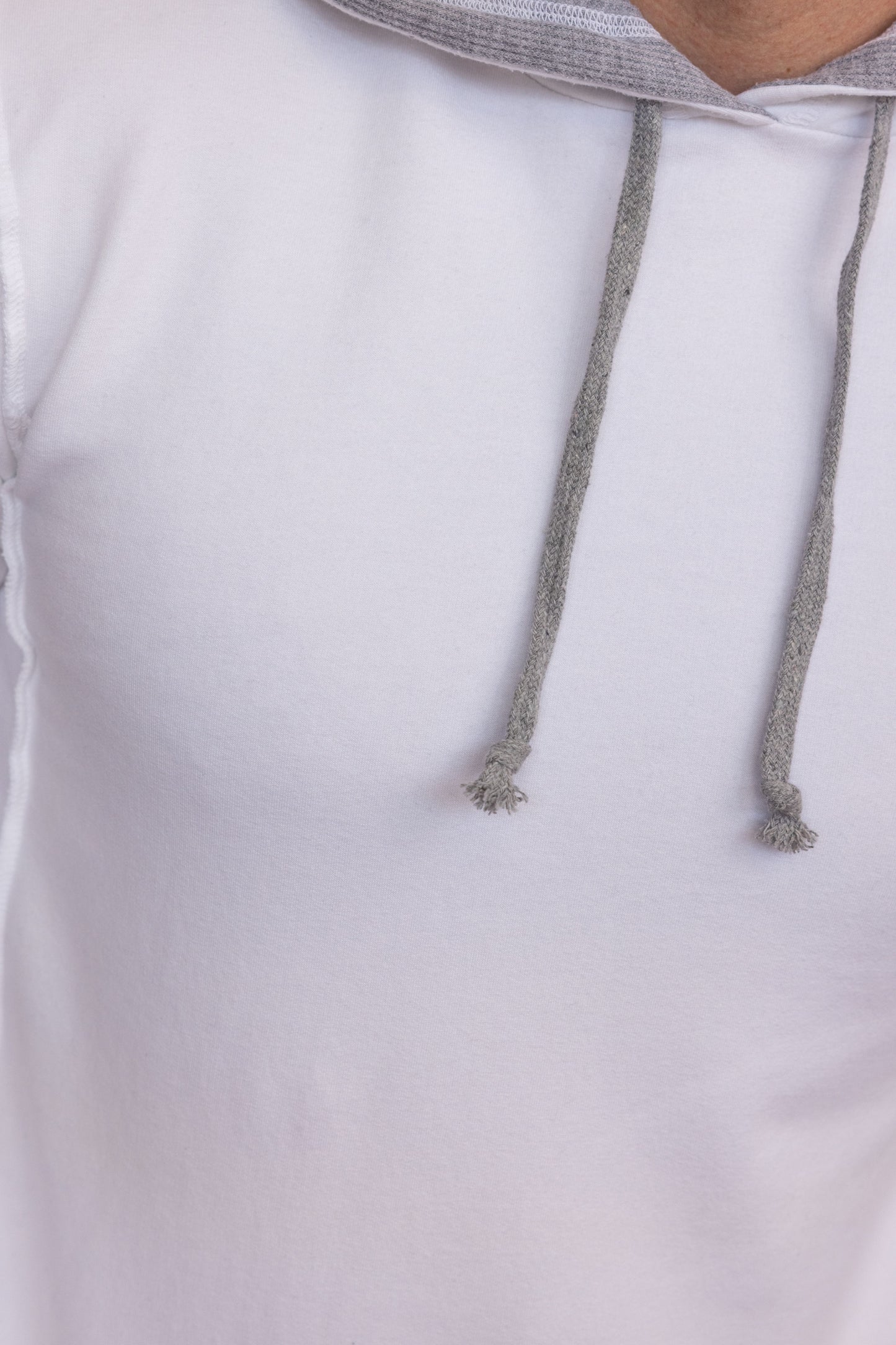 TENCEL FLEECE HOODED SWEATSHIRT - WHITE/HEATHER