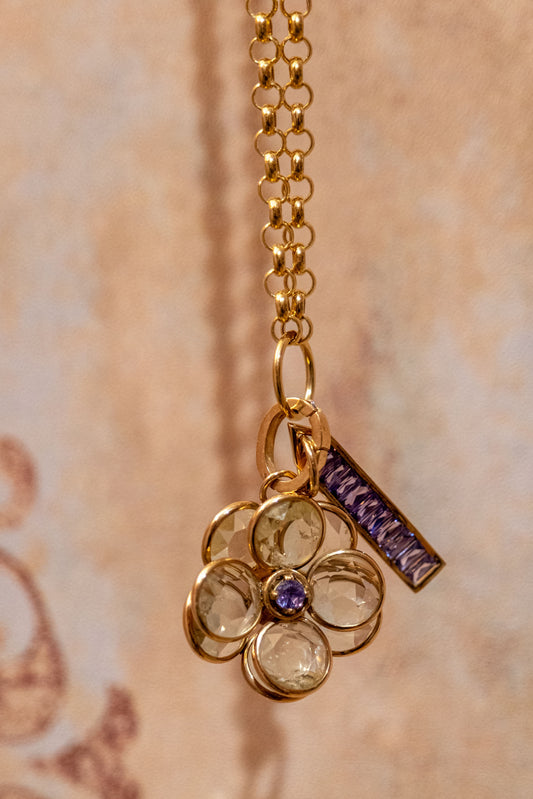 NF LEMON TOPAZ FLOWER/AMYTHEST CHARM