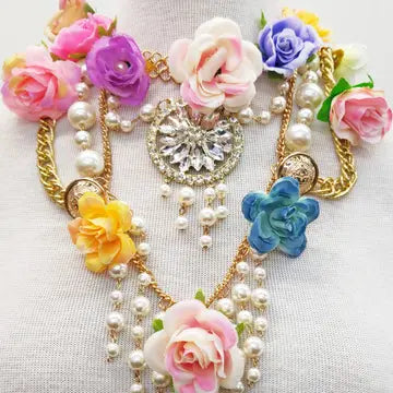 Rosaline Necklace | Floral Pearl Pendant | Gold Chain