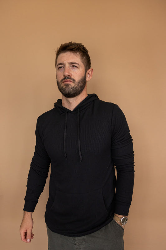 DOUBLE LAYER THERMAL HOODIE - BLACK