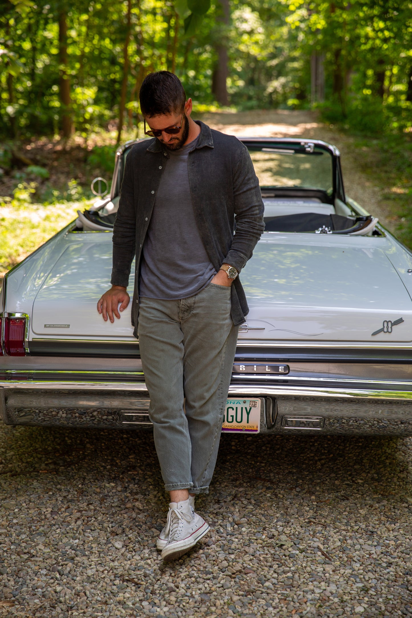 THERMAL BUTTON DOWN SHIRT - VINTAGE ARMY