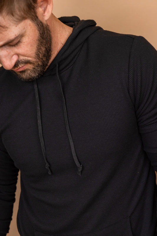 DOUBLE LAYER THERMAL HOODIE - BLACK