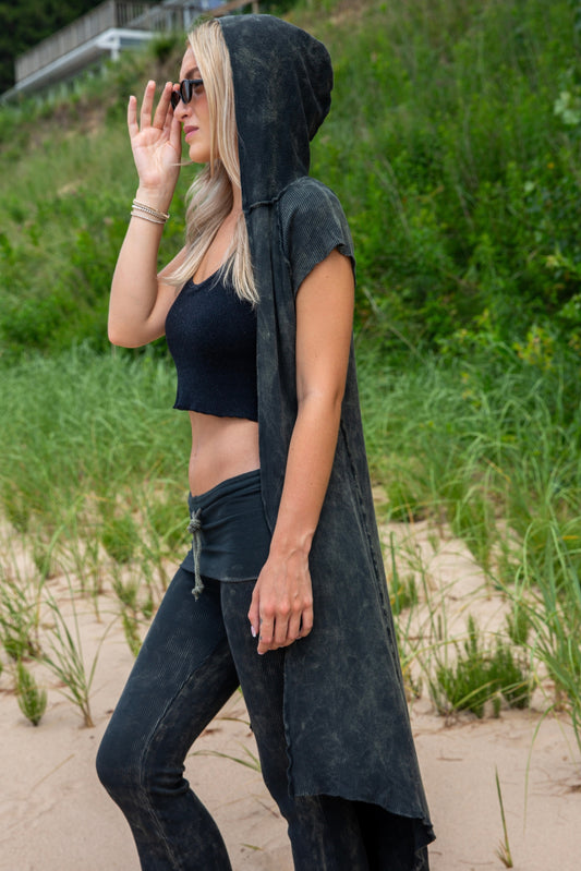 THERMAL CUT SLEEVE DUSTER-VINTAGE ARMY