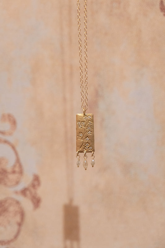 VC LONG CHERRY BLOSSOM STAMP NECKLACE