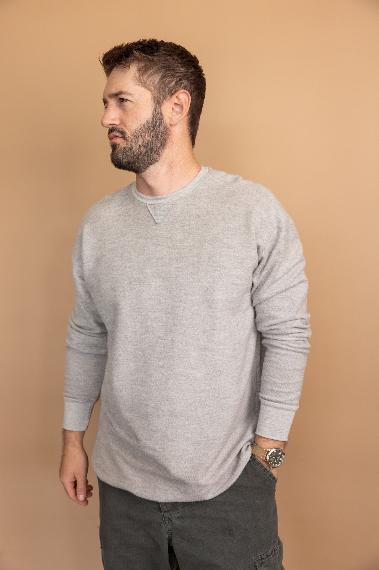 REVERSE FLEECE SWEATSHIRT - HEATHER GREY