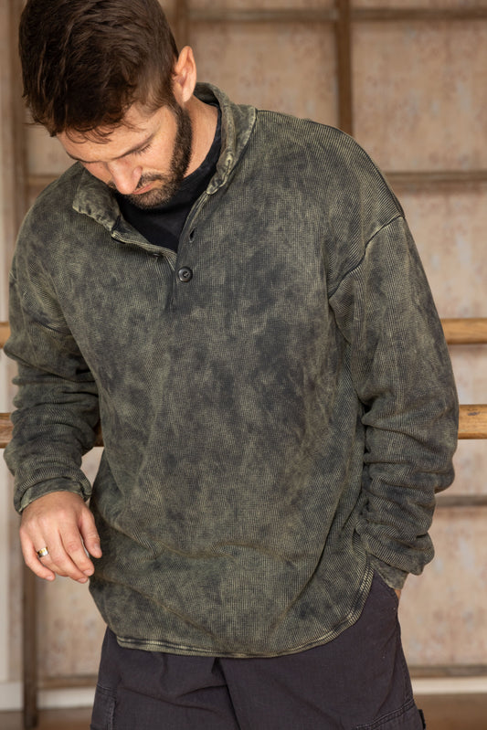 DOUBLE LAYER SWEATSHIRT POLO-VINTAGE ARMY
