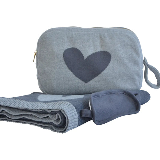 TRAVEL SET Hearts Reversible - Dk Grey Mel/Light Grey Mel
