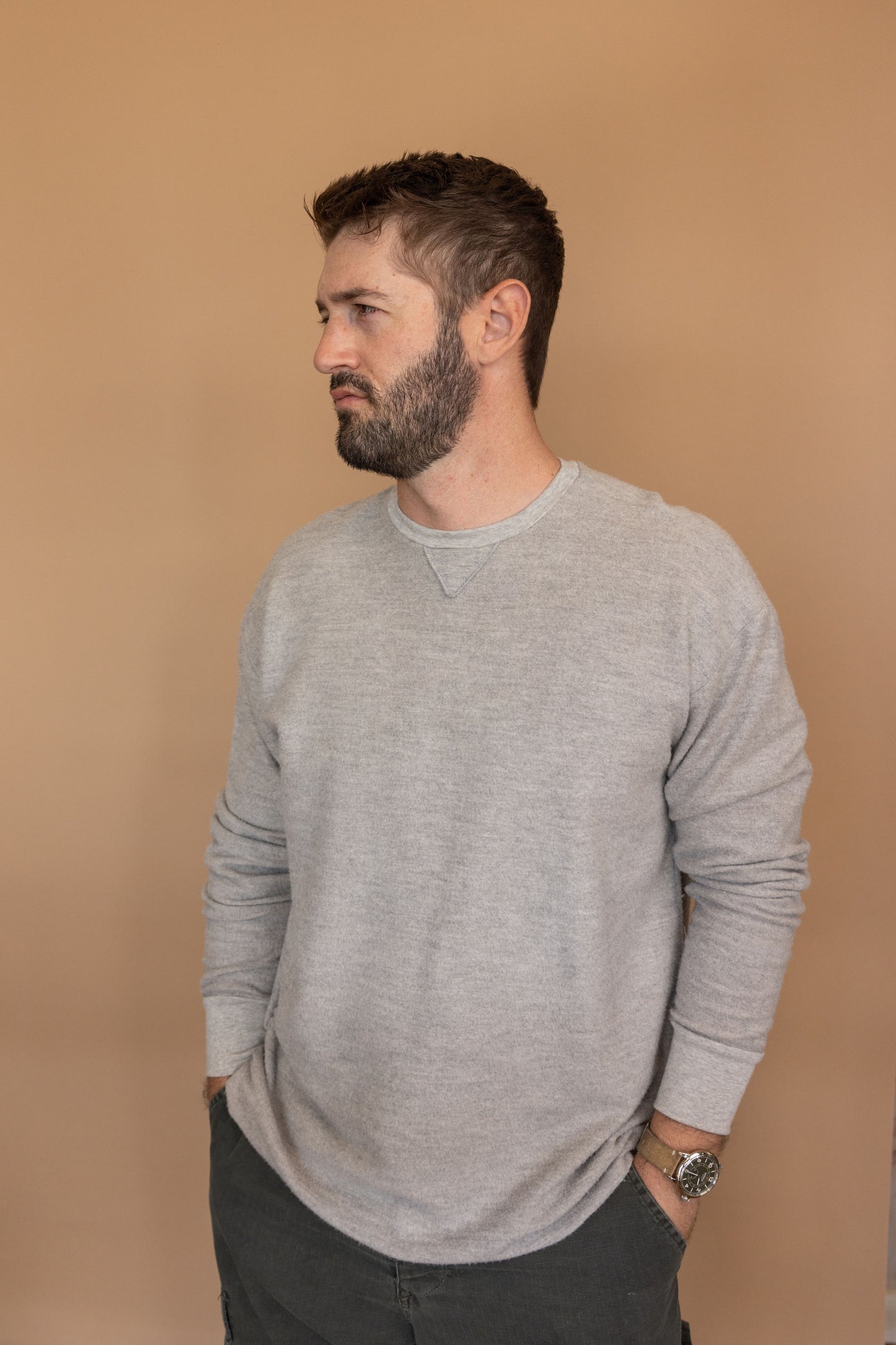 REVERSE FLEECE SWEATSHIRT - HEATHER GREY